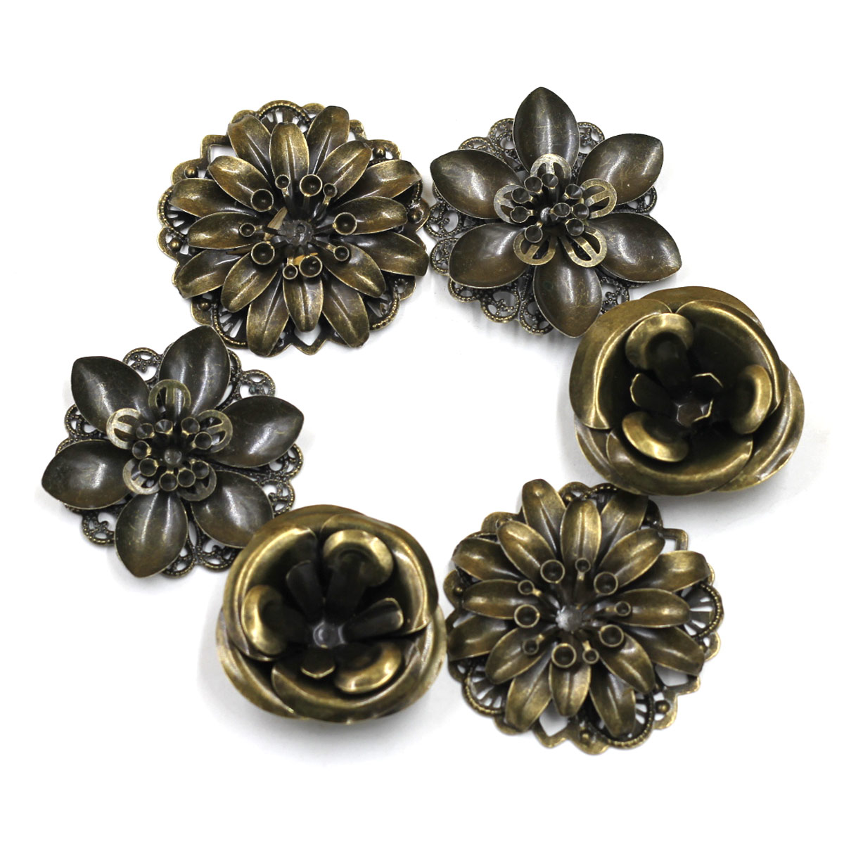 Craft Embellishment - 6 ชิ้น Embellishments ผสมดอกไม้รูปแบบ Filigree Wraps