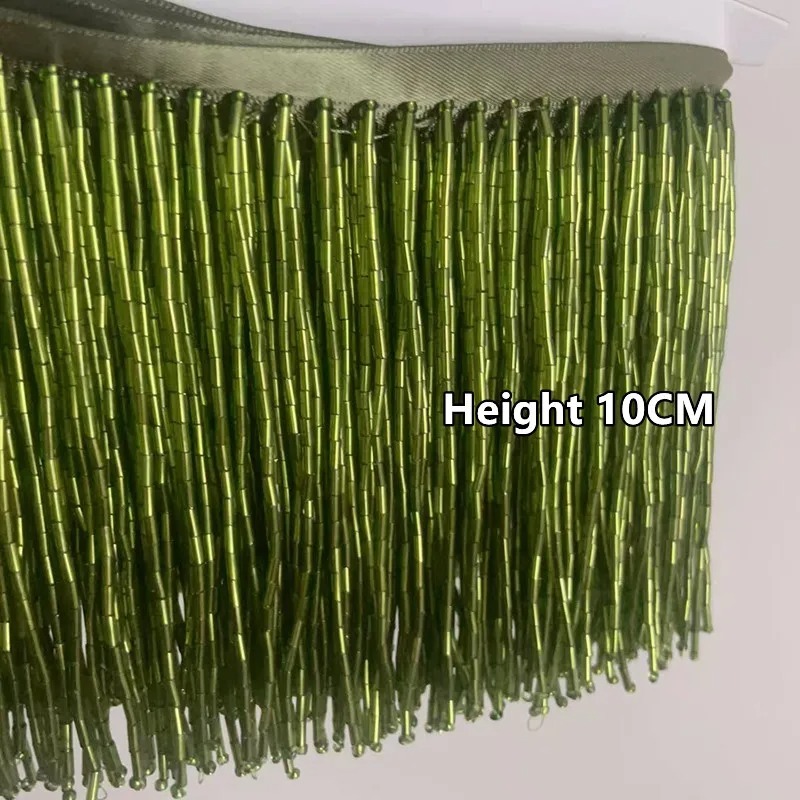 Tassel Fringe Trim - พู่ประดับลูกปัดสีเงินแดงขนาด 10 ซม. สำหรับตกแต่งชุดแต่งงานและชุดราตรี รุ่น RS3052