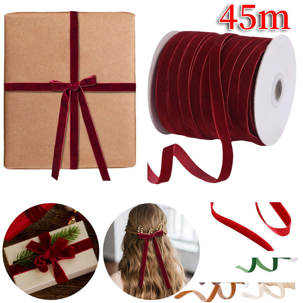 Velvet Ribbon Roll - กํามะหยี่ริบบิ้นตกแต่งริบบิ้น SPOOL 1 ซม.กว้าง 50 หลา