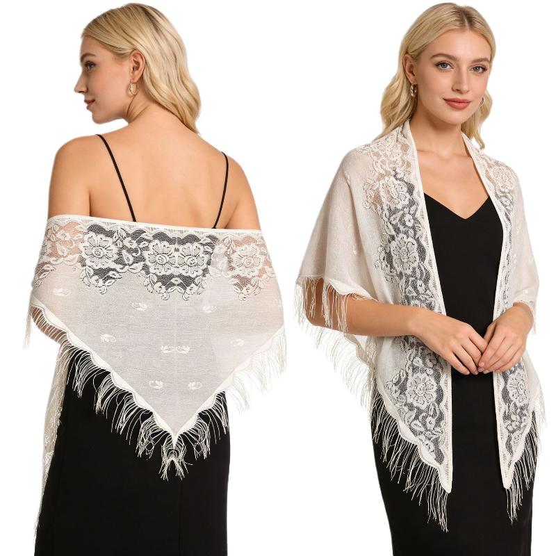ผ้าคลุมไหล่แต่งงานลายลูกไม้ดอก - Tassel Fringe Trim บทวิจารณ์และราคา