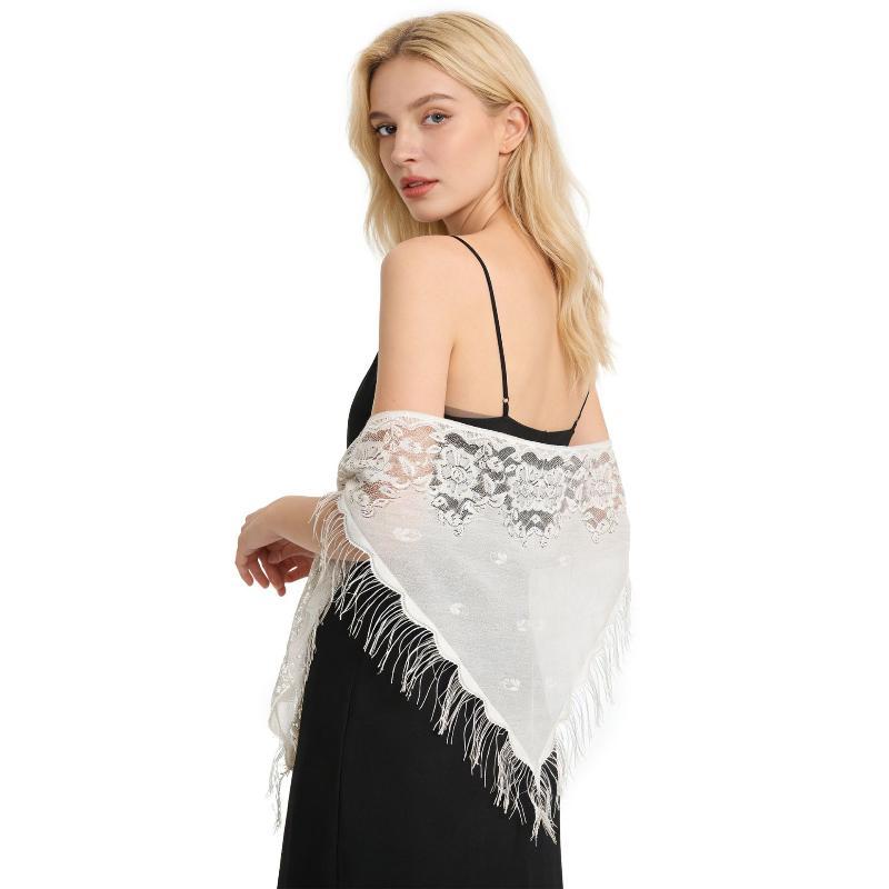 ผ้าคลุมไหล่แต่งงานลายลูกไม้ดอก - Tassel Fringe Trim บทวิจารณ์และราคา