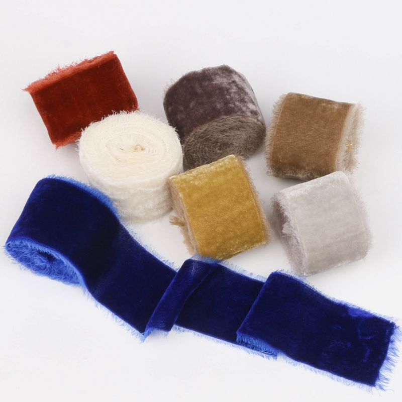 1 M/ม้วน Flocking มือฉีกขาดริบ - Velvet Ribbon Roll บทวิจารณ์และราคา