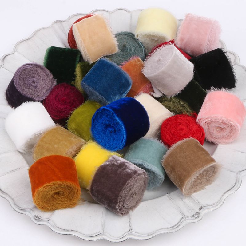 1 M/ม้วน Flocking มือฉีกขาดริบ - Velvet Ribbon Roll บทวิจารณ์และราคา
